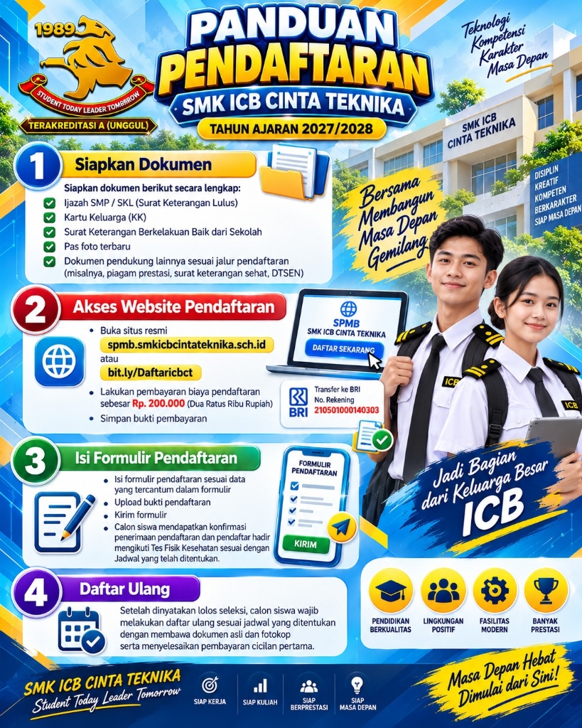 Poster Panduan Pendaftaran SMK ICB Cinta Teknika